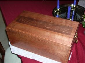 MaryCake Display Case made for Daughter. Cherry with laser engraving.